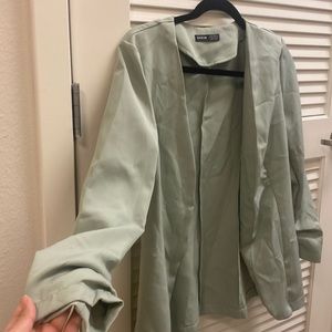 light green blazer with bunched sleeves medium shein